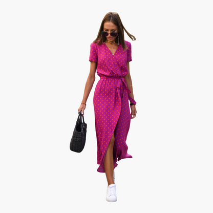 Wickeloptik Midikleid mit Gürtel für Damen