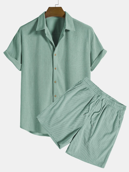 Cord-Shorts Set mit Kurzarmhemd für Herren