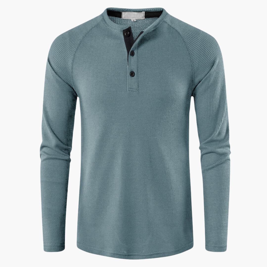 Herren-Henley-Langarm-T-Shirt