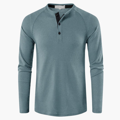 Herren-Henley-Langarm-T-Shirt