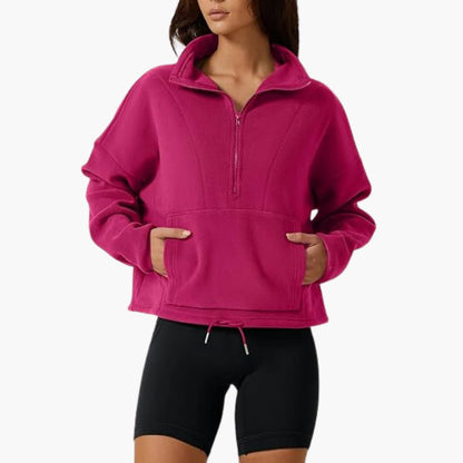Halb-Zip Fleece-Sweatshirt für Damen