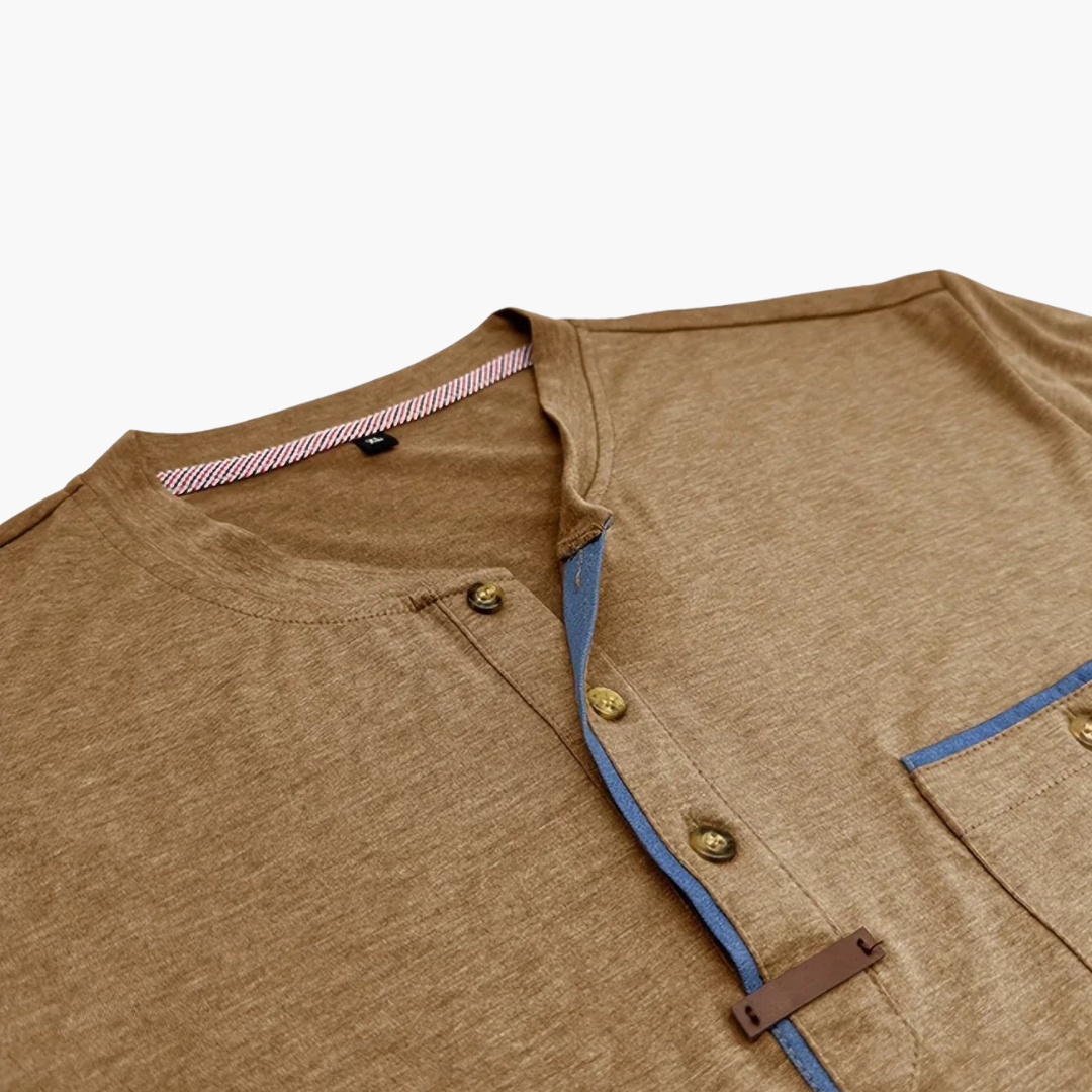 Henley T-Shirt mit Ziernähten für Herren