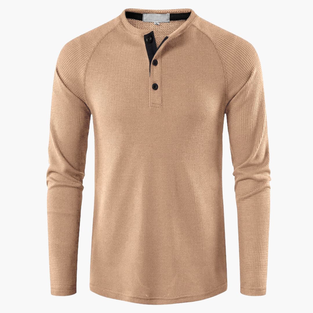Herren-Henley-Langarm-T-Shirt