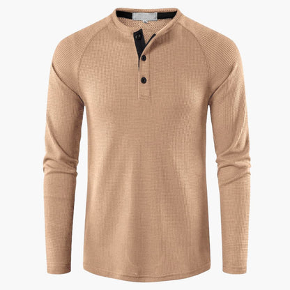 Herren-Henley-Langarm-T-Shirt