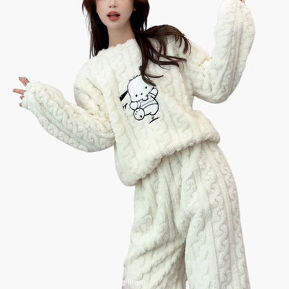 Fleece Schlafanzug Set für Damen