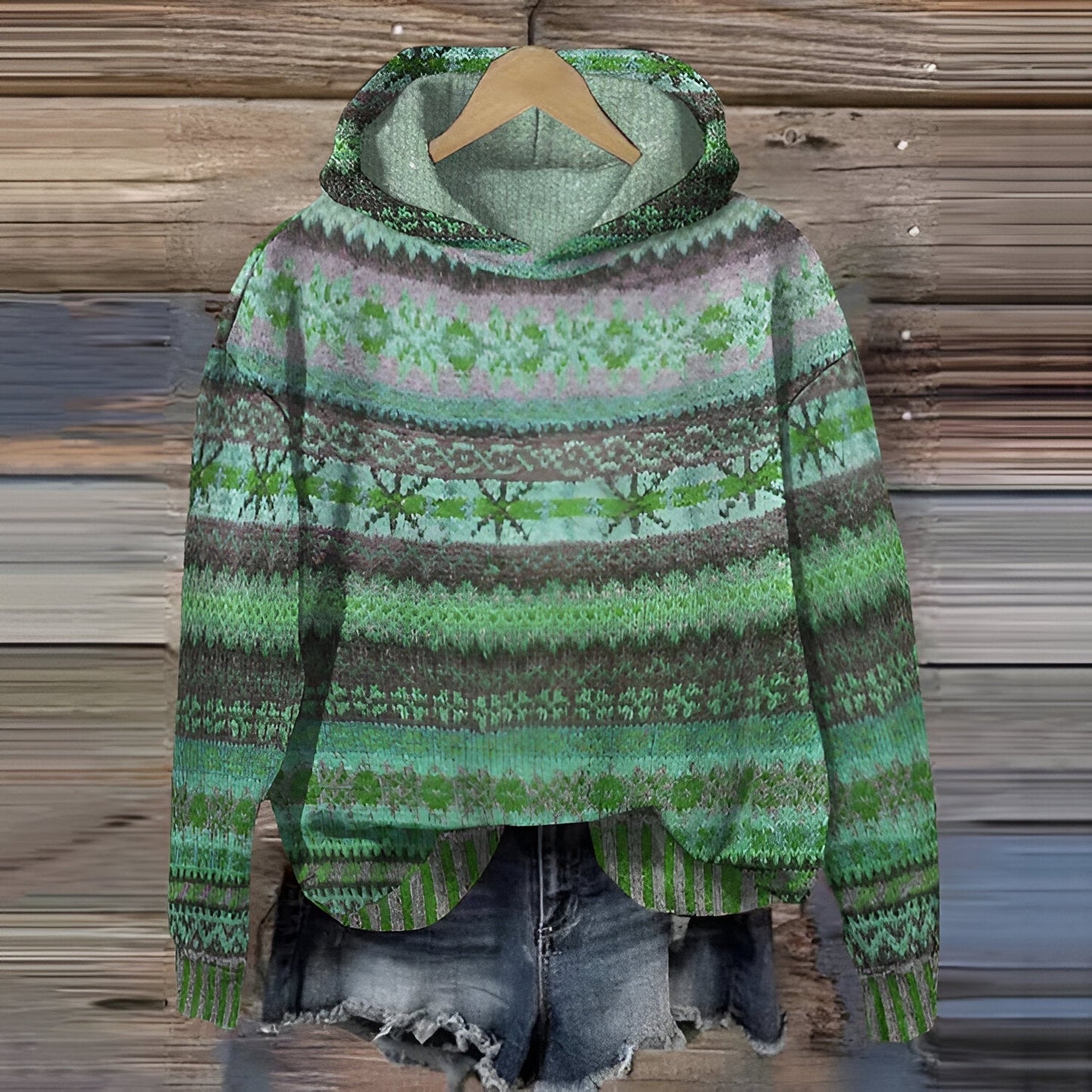 Gemusterter Kapuzenpullover für Damen