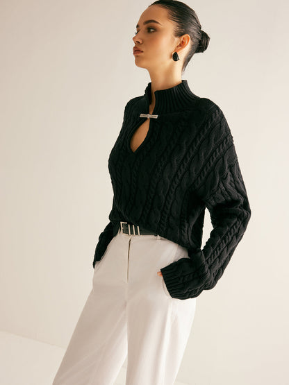 Zopfmuster Strickpullover für Damen