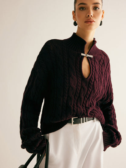 Zopfmuster Strickpullover für Damen