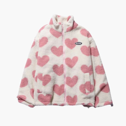 Zweiseitiger Herzprint Mantel für Damen