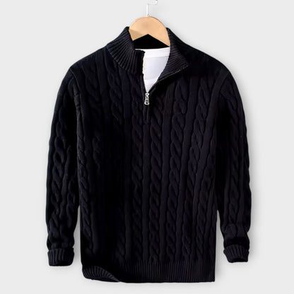 Herrenpullover mit strukturiertem Halfzip