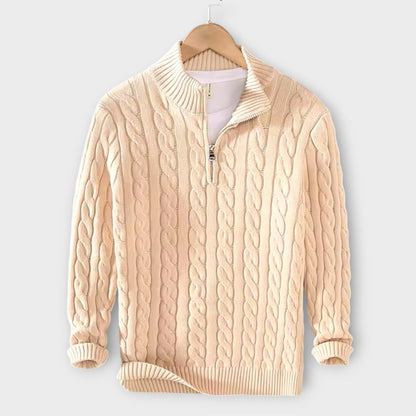 Herrenpullover mit strukturiertem Halfzip