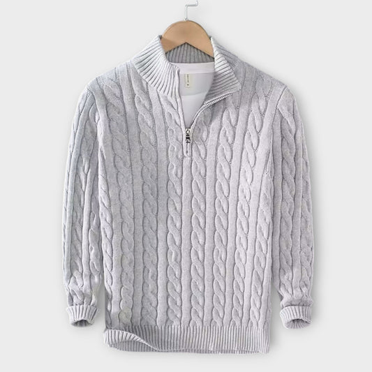 Herrenpullover mit strukturiertem Halfzip