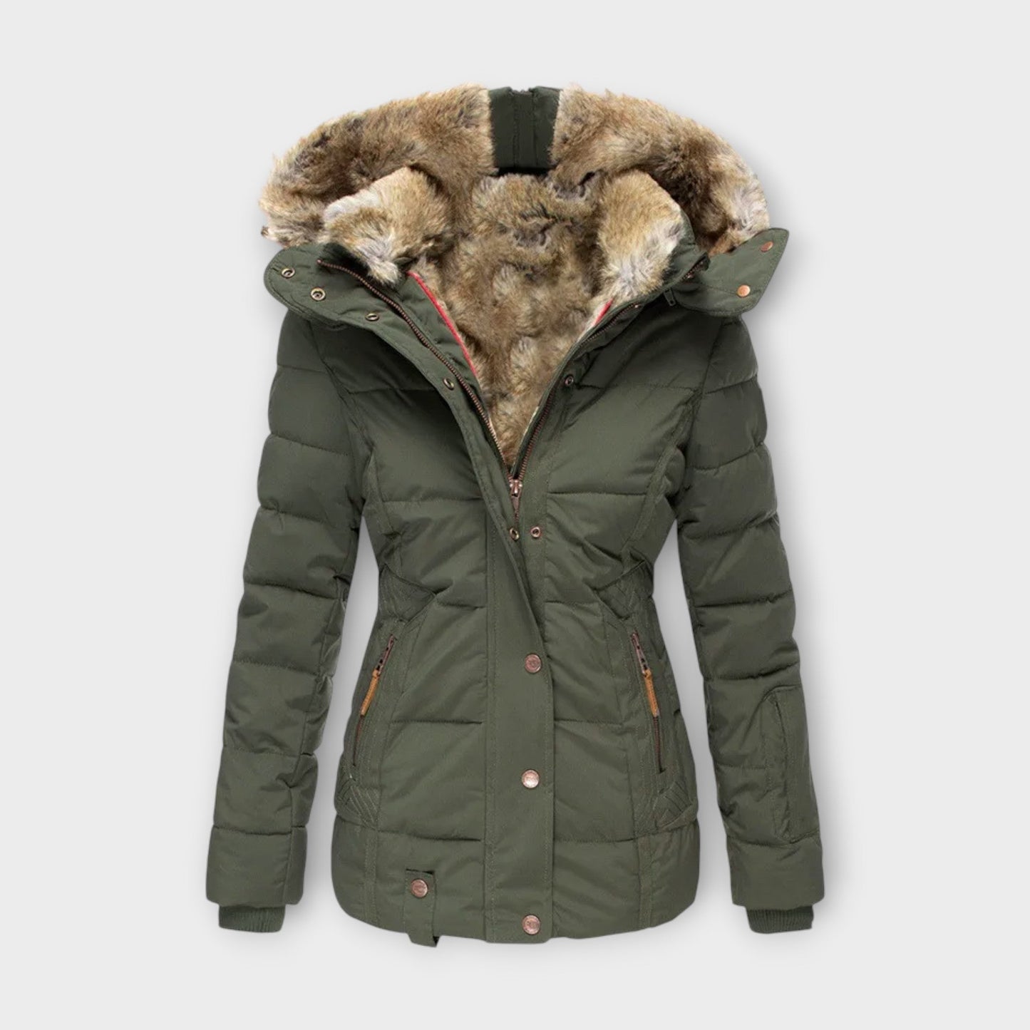 Pelzgefütterter Wintermantel für Damen