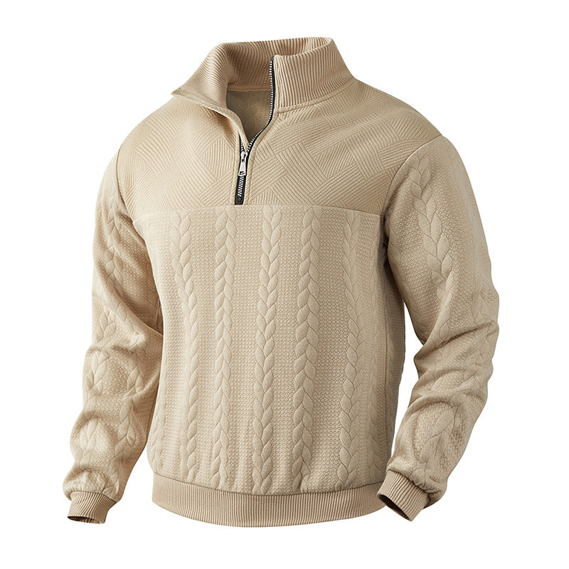 Zopfstrick Viertelreißverschluss Pullover für Herren