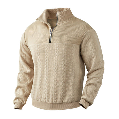 Zopfstrick Viertelreißverschluss Pullover für Herren