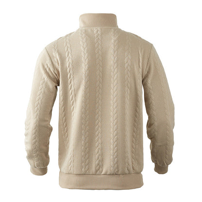Zopfstrick Viertelreißverschluss Pullover für Herren