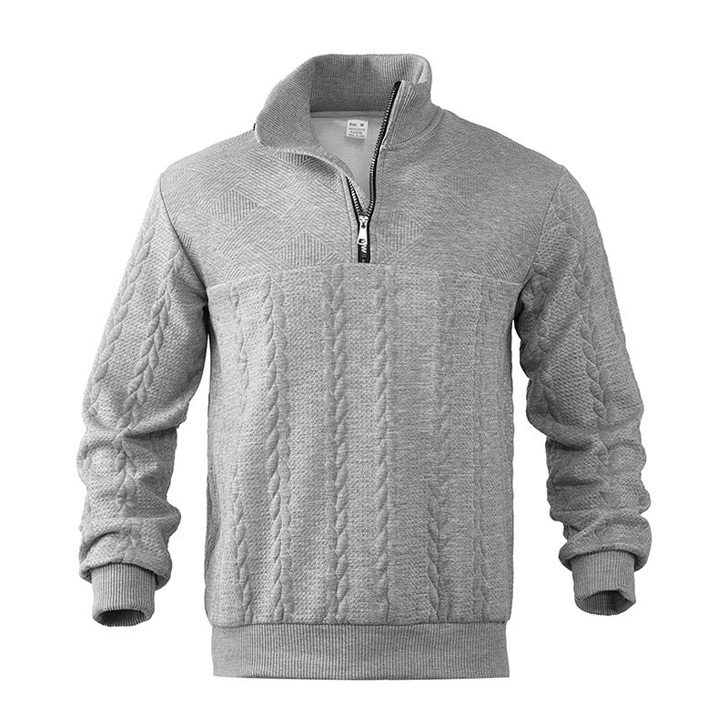 Zopfstrick Viertelreißverschluss Pullover für Herren