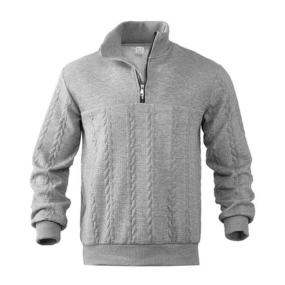 Zopfstrick Viertelreißverschluss Pullover für Herren