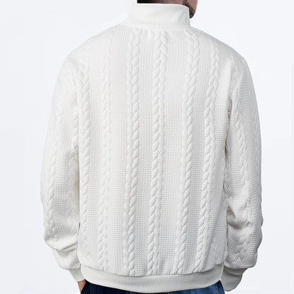 Zopfstrick Viertelreißverschluss Pullover für Herren