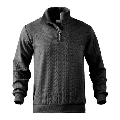 Zopfstrick Viertelreißverschluss Pullover für Herren