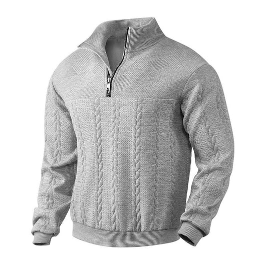 Zopfstrick Viertelreißverschluss Pullover für Herren
