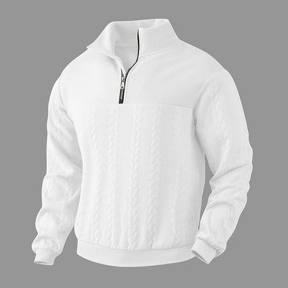 Zopfstrick Viertelreißverschluss Pullover für Herren