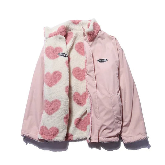 Zweiseitiger Herzprint Mantel für Damen