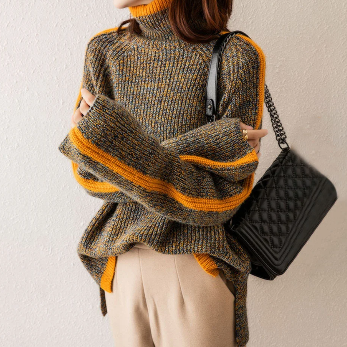 Gerippter Rollkragenpullover für Damen