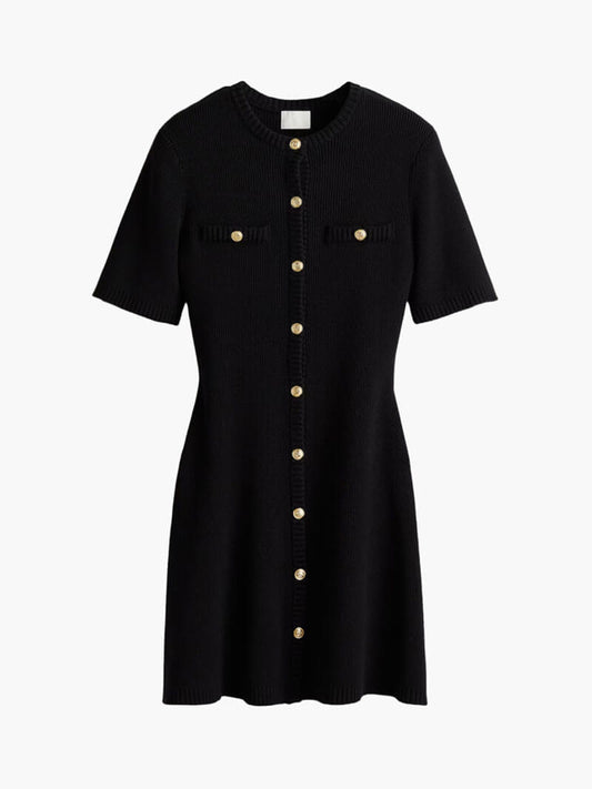 Knopfleiste Minikleid Kurzarm für Damen