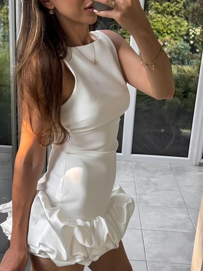Ärmelloses Minikleid mit Rüschen für Damen