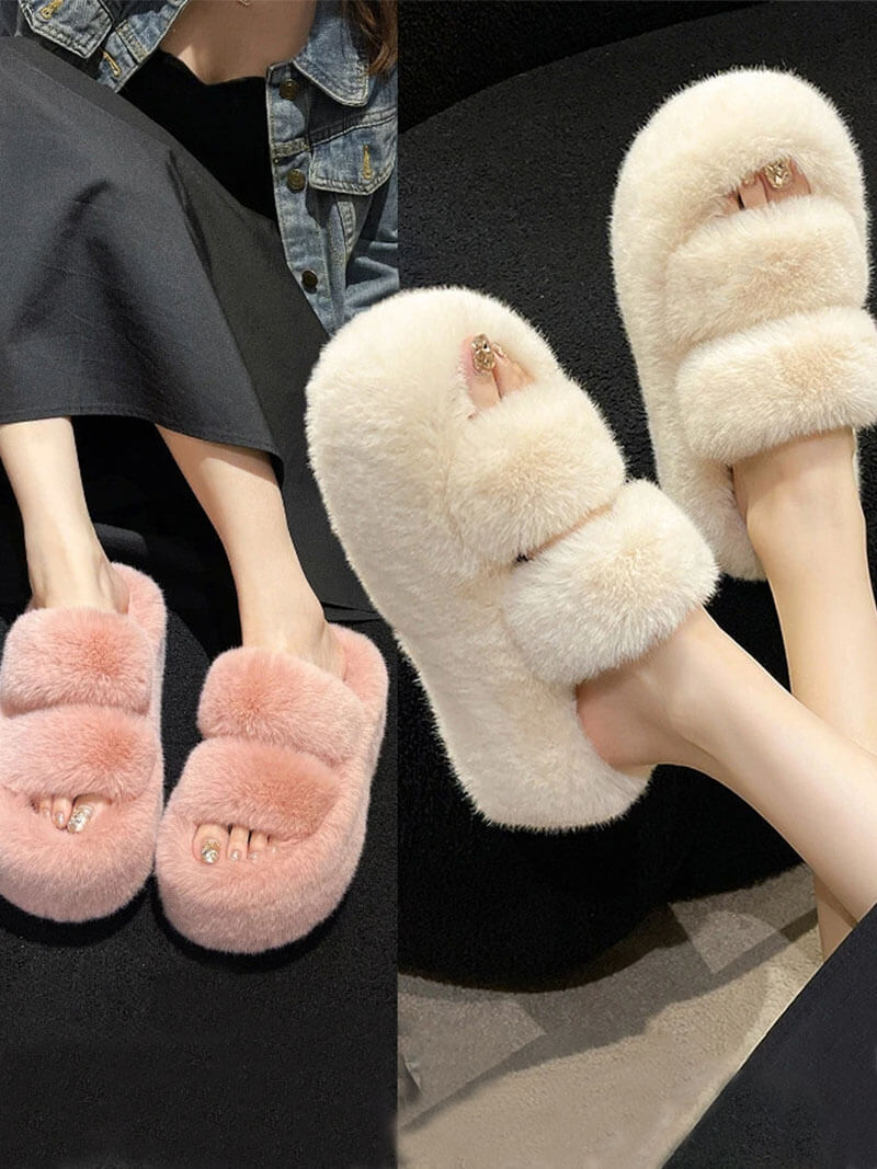Kunstpelz Slipper für Damen