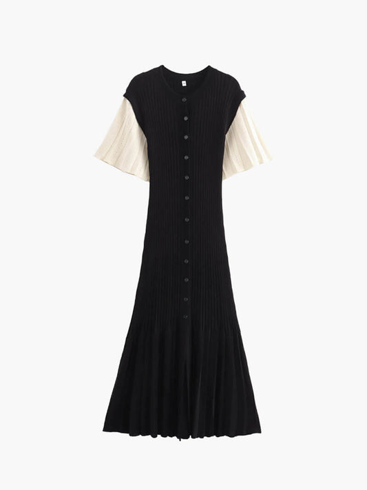 Geripptes Midikleid mit Knopfleiste für Damen