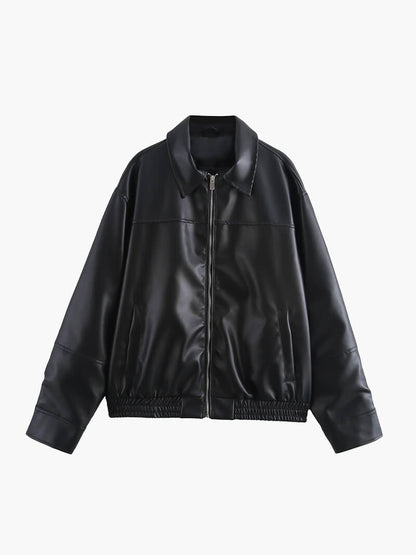 Kunstleder Reißverschlussjacke für Damen