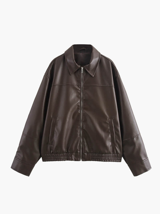 Kunstleder Reißverschlussjacke für Damen