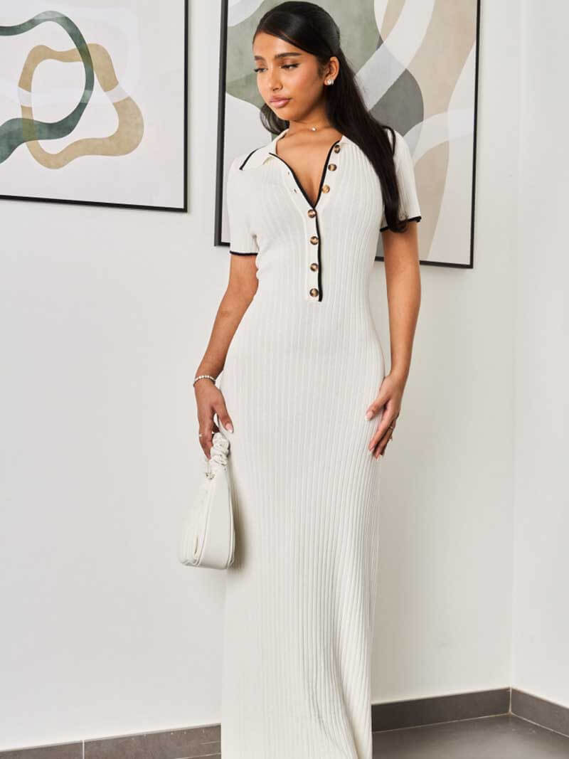 Geripptes Maxi Kleid für Damen