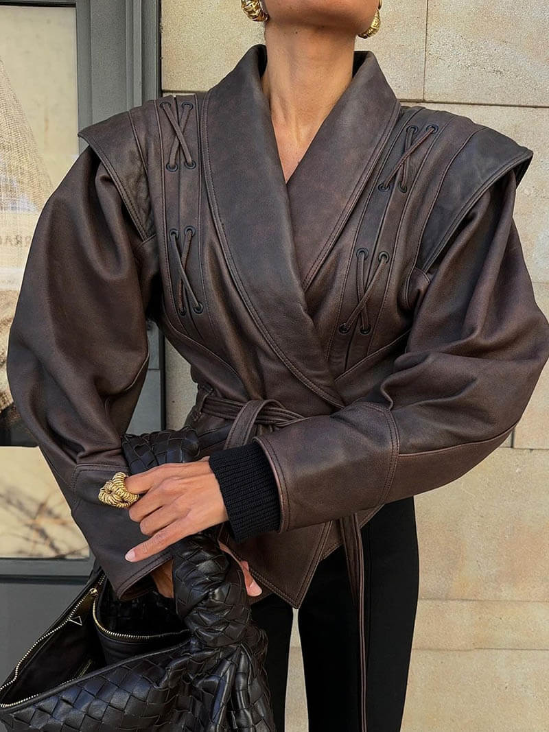 Knopf Schnürung Jacke für Damen