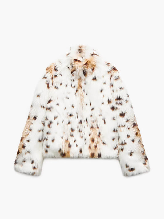 Animal-Print Kunstpelzjacke für Damen