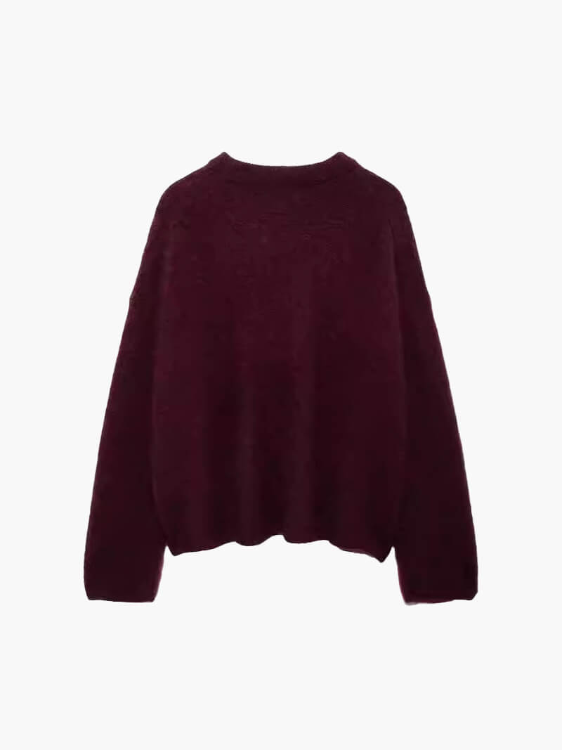 Unifarbener Strickpullover für Damen