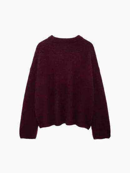 Unifarbener Strickpullover für Damen