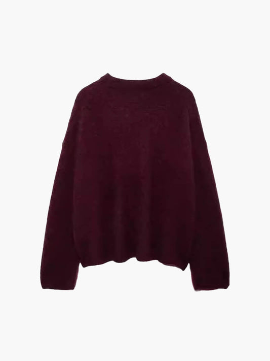 Unifarbener Strickpullover für Damen