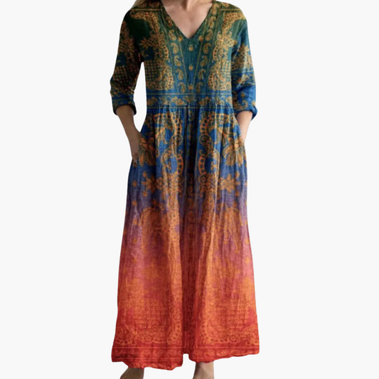 Gespieltes Print Maxi Kleid für Damen