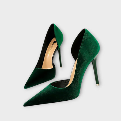 Bella - Grüne Samt-Stiletto-Absätze