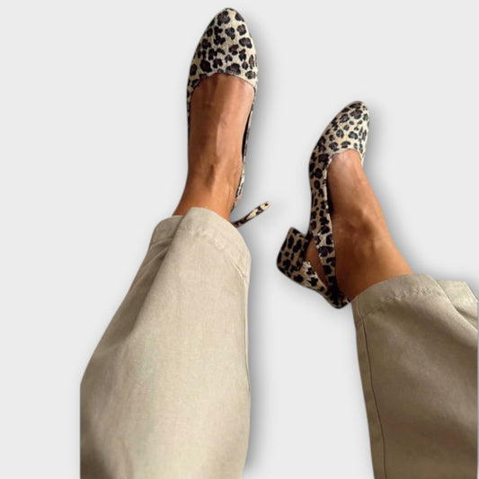 Evelyn - Leopardenmuster-Blockabsatzschuhe