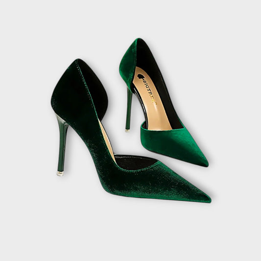 Bella - Grüne Samt-Stiletto-Absätze
