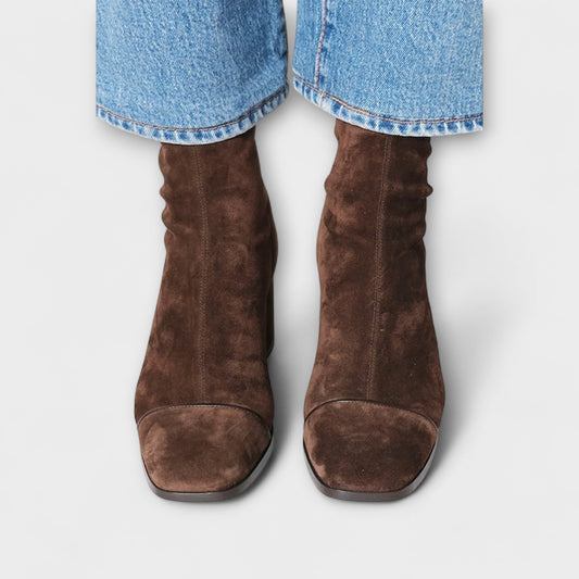 Candice - Dunkelbraune Stiefel mit klobigem Absatz