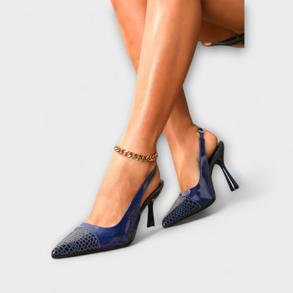 Georgia - Slingback-Stiletto-Heels mit Krokodilprägung