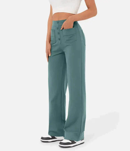 High-Waist Freizeithose mit Knöpfen für Damen