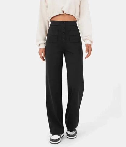 High-Waist Freizeithose mit Knöpfen für Damen