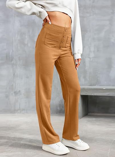 High-Waist Freizeithose mit Knöpfen für Damen