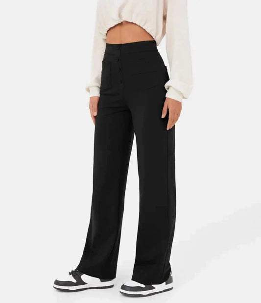 High-Waist Freizeithose mit Knöpfen für Damen
